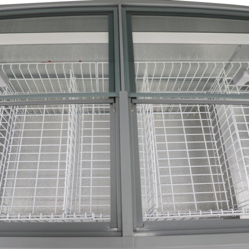 77 in. 27.5 cu. ft. Commercial Auto Defrost Convertible Aisle-End Island Freezer/Refrigerator in White