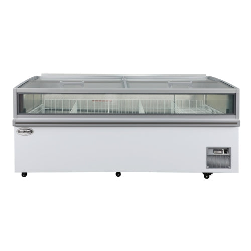 79 in. 31 cu. ft. Commercial Auto Defrost Convertible Island Freezer/Refrigerator in White