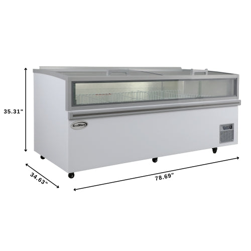 79 in. 31 cu. ft. Commercial Auto Defrost Convertible Island Freezer/Refrigerator in White