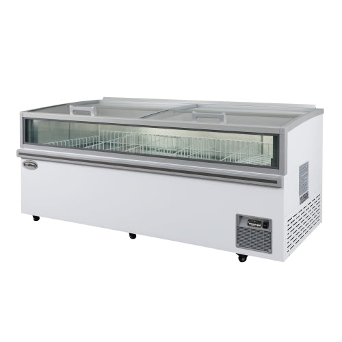 79 in. 31 cu. ft. Commercial Auto Defrost Convertible Island Freezer/Refrigerator in White
