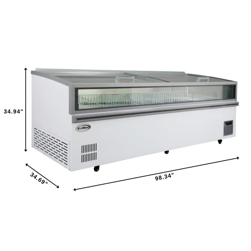 98 in. 38 cu. ft. Commercial Auto Defrost Convertible Island Freezer/Refrigerator in White