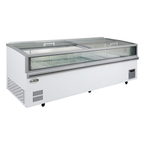 98 in. 38 cu. ft. Commercial Auto Defrost Convertible Island Freezer/Refrigerator in White