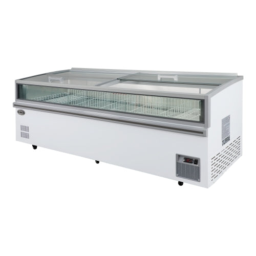 98 in. 38 cu. ft. Commercial Auto Defrost Convertible Island Freezer/Refrigerator in White