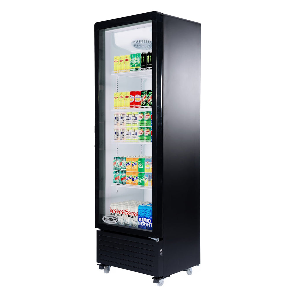 23 in. One Glass Door Commercial Display Merchandiser Refrigerator Cooler in Black, ETL Listed, 10 cu. ft.