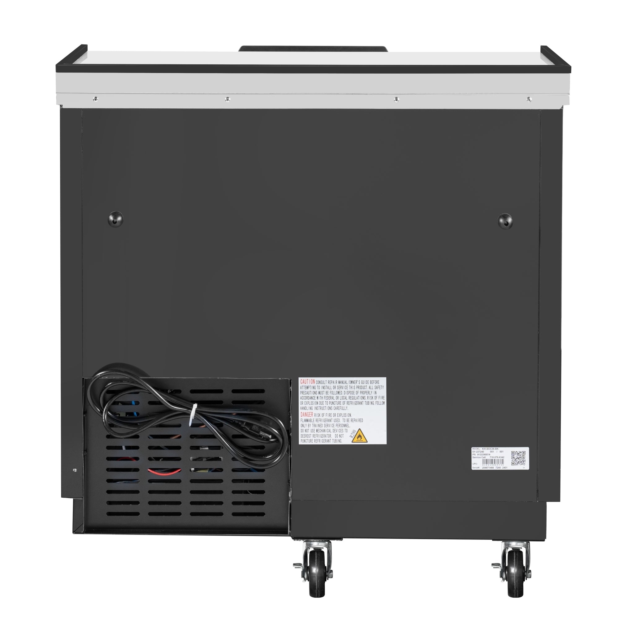 36 in. Commercial Bottle Cooler in Black with Built-In Opener, ETL Listed, 9 cu. ft.