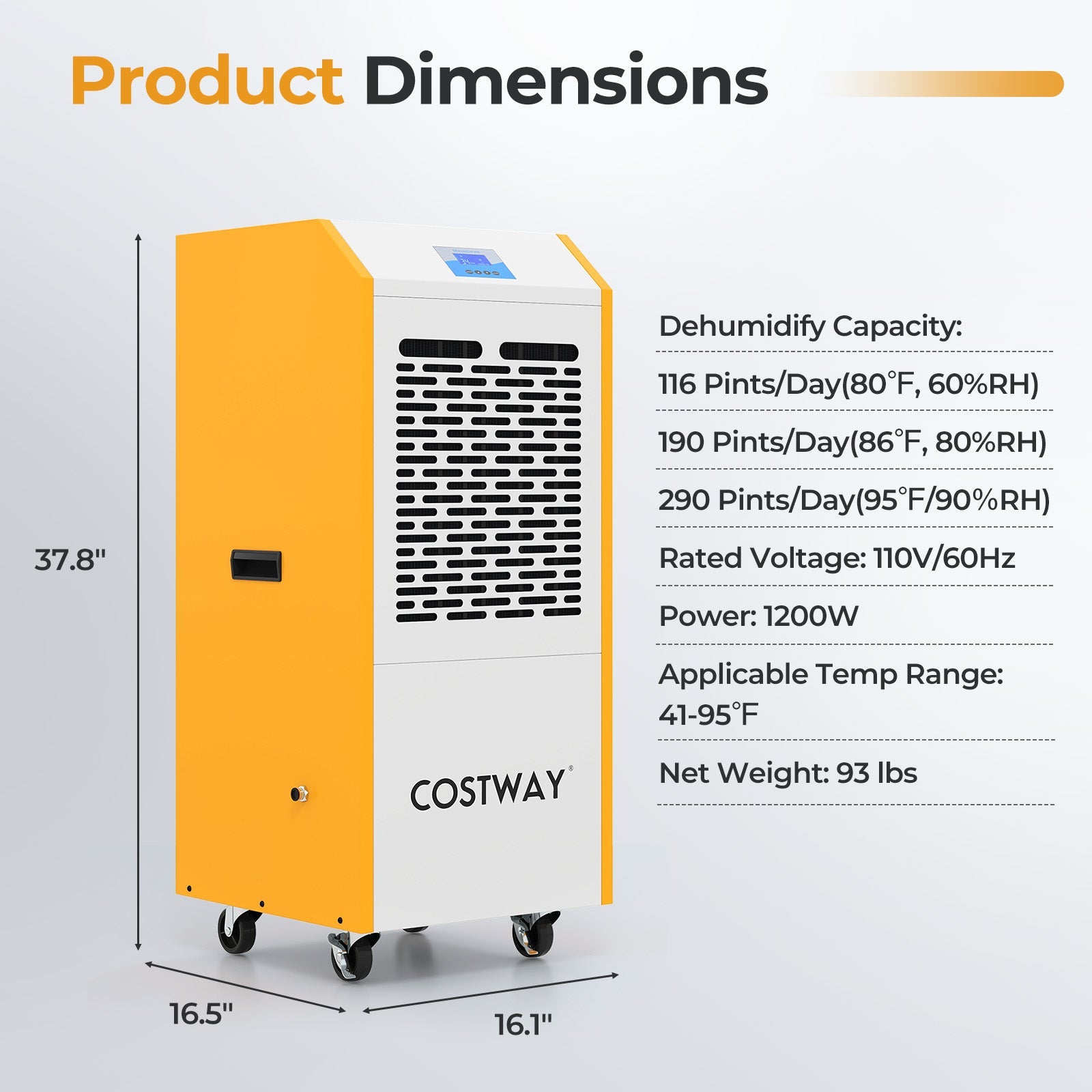 Costway 290 Pint Commercial Dehumidifier w/ Pump & Drain Hose Basement Warehouse 28364151 New