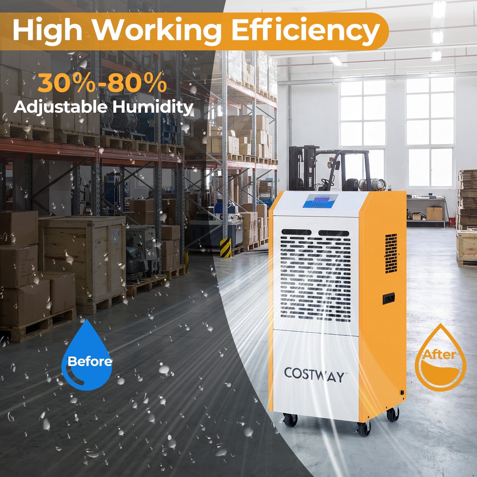Costway 290 Pint Commercial Dehumidifier w/ Pump & Drain Hose Basement Warehouse 28364151 New