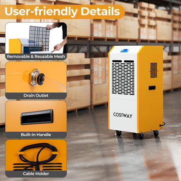 Costway 290 Pint Commercial Dehumidifier w/ Pump & Drain Hose Basement Warehouse 28364151 New