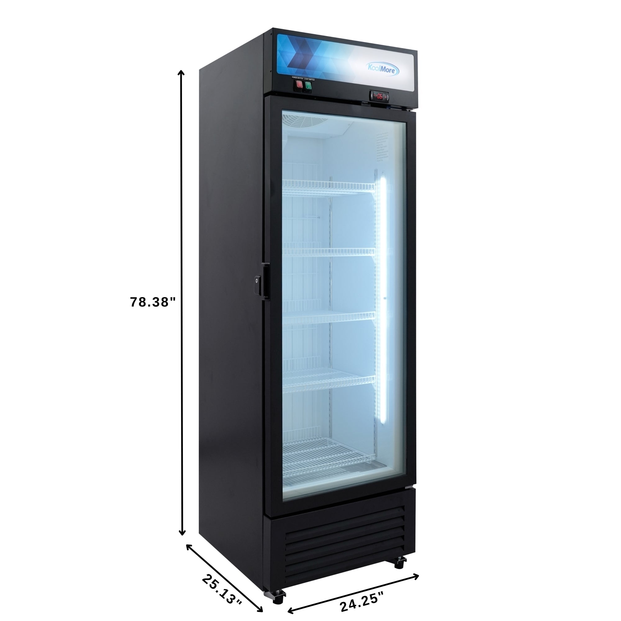 24 in. Commercial One Glass Door Merchandiser Freezer, 12 Cu. Ft. in Black