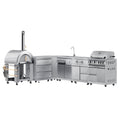 KoolMore Outdoor Kitchen Series Modular Kitchen with a Dual Fuel Pizza Oven, 3 Drawer Cabinet, Corner Cabinet, Sink, Side Buner, 30 in. BBQ Grill and Cabinet in Stainless-Steel