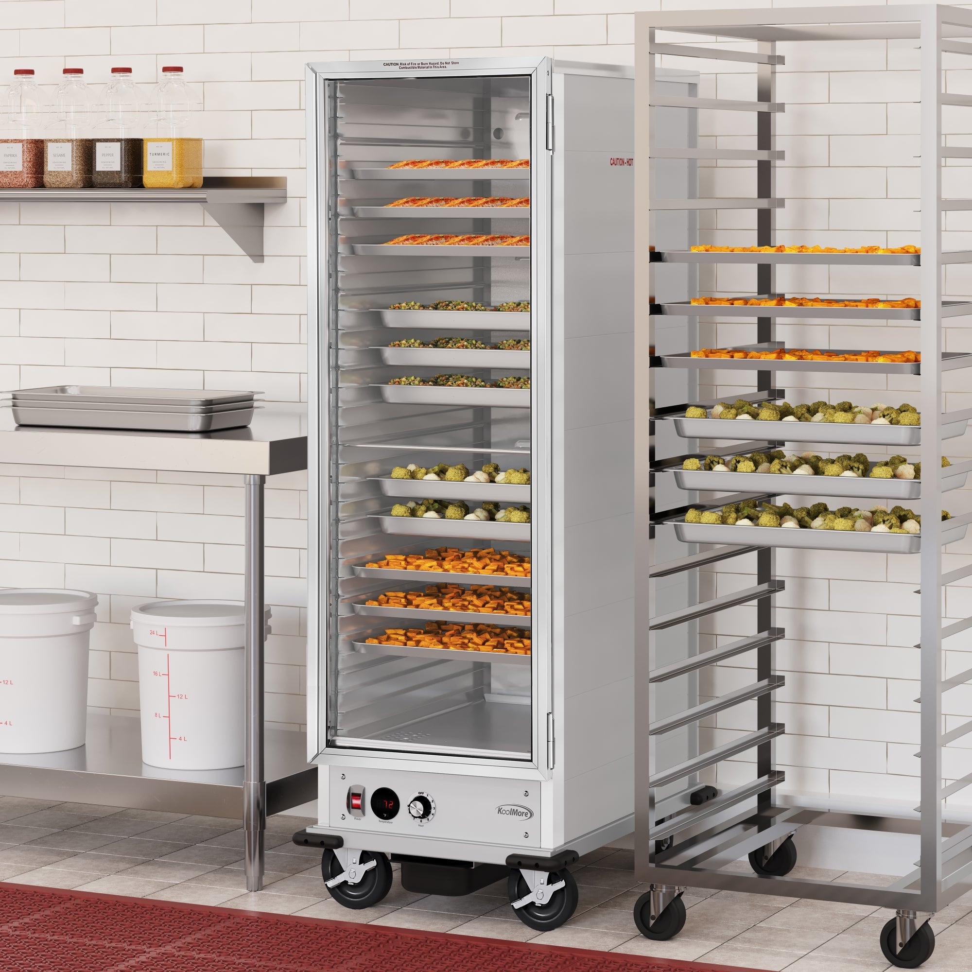 33 in. Commercial Non-Insulated Heated Holding Cabinet with 36-Pan Capacity and Glass Door in Silver