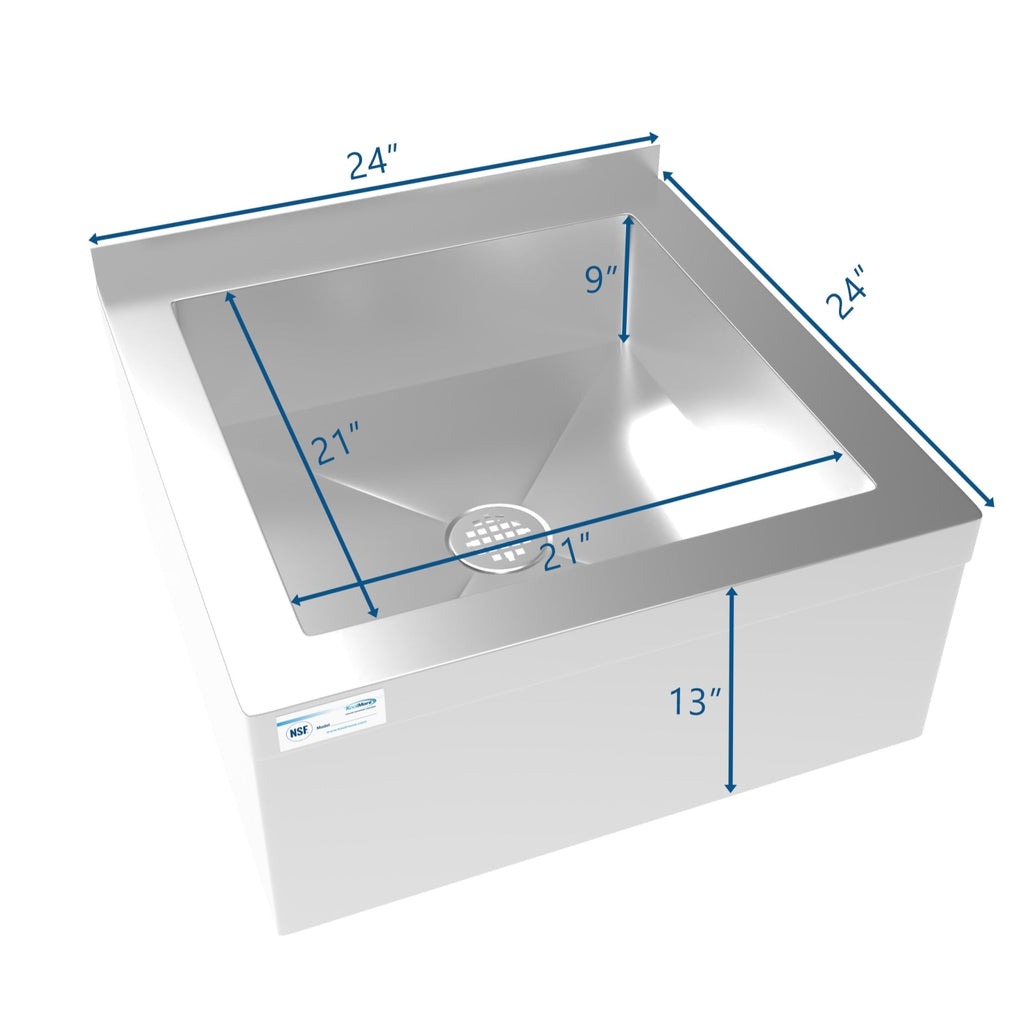 13 in. Commercial Floor Mop Sink with Deep Basin, Bowl size 24"x 24"x 13"