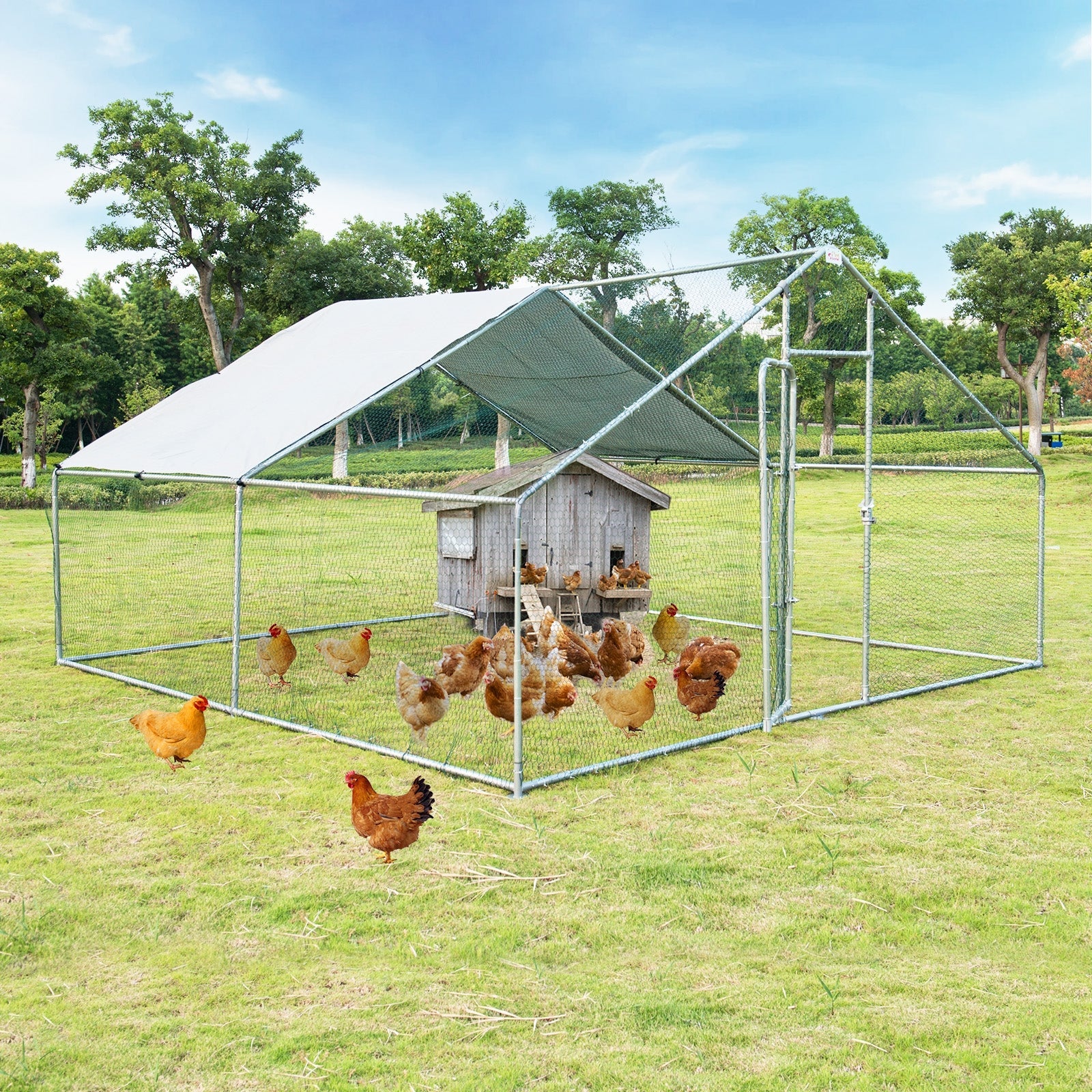 Costway 13' x 13' Walk-in Chicken Coop Waterproof Cover Outdoor Backyard Farm 61592834 New