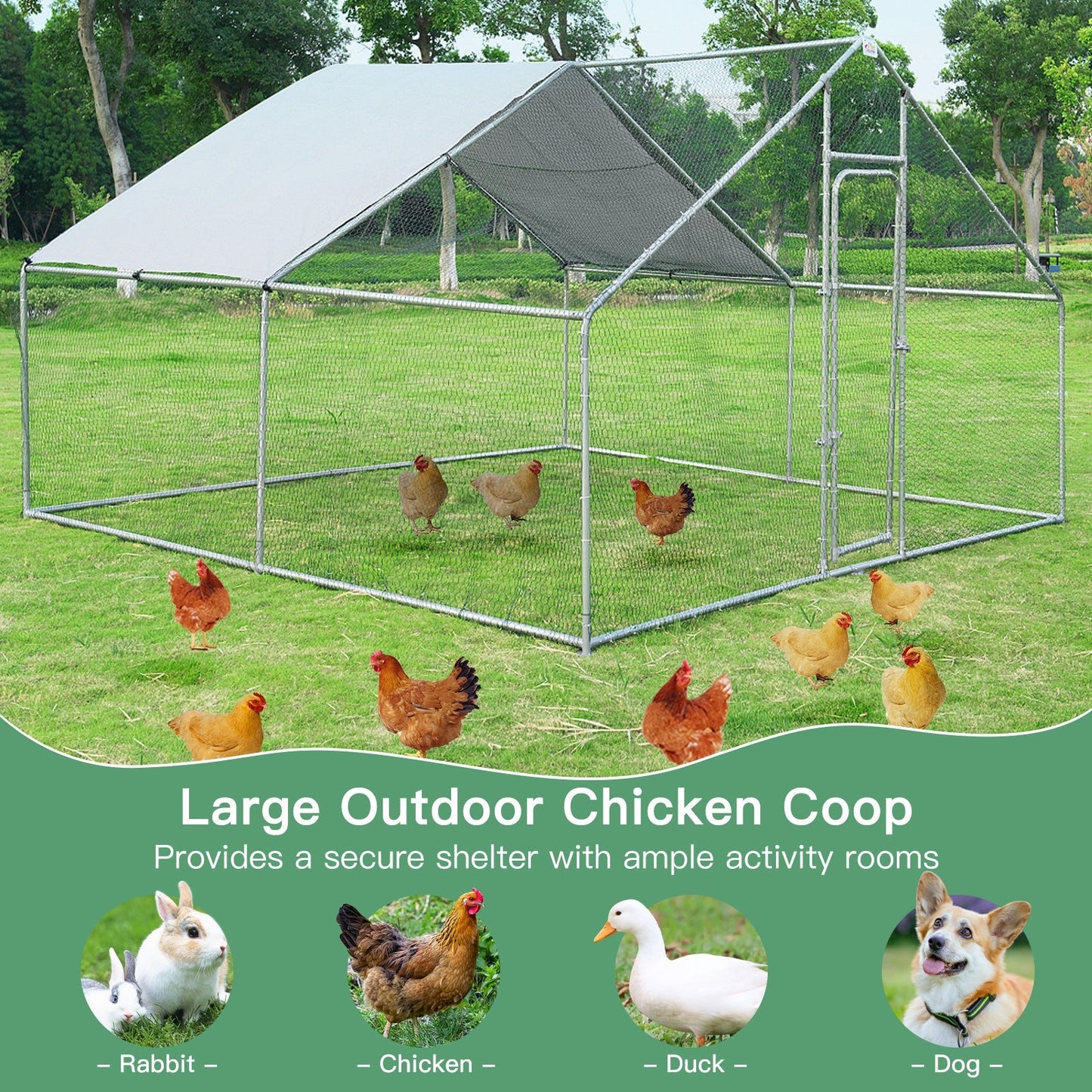 Costway 13' x 13' Walk-in Chicken Coop Waterproof Cover Outdoor Backyard Farm 61592834 New