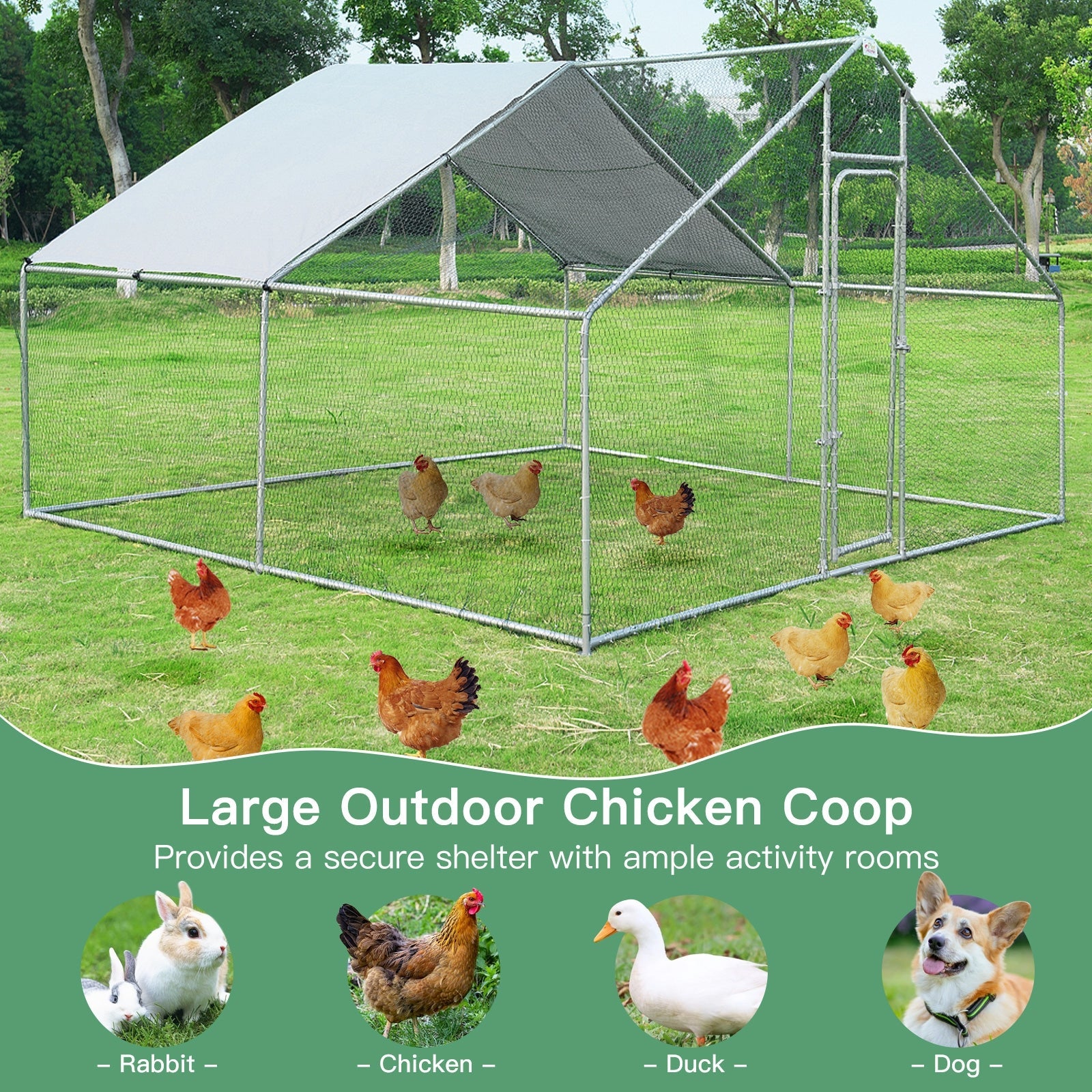 Costway 13' x 13' Walk-in Chicken Coop Waterproof Cover Outdoor Backyard Farm 61592834 New