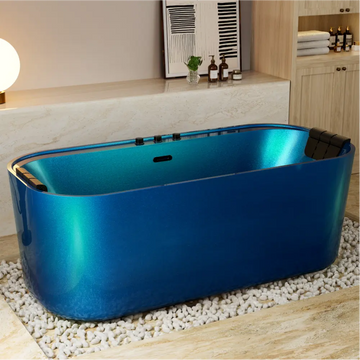 Empava Whirlpool Bathtub 67" Acrylic Freestanding with Center Drain Blue Diamond New
