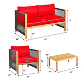 Costway 4-Piece Acacia Wood Outdoor Patio Sofa Set with Cushions 27630584 New