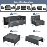 Costway 6-Piece Patio Rattan Sofa Furniture Set Glass Table Cushioned Gray 24567109 New