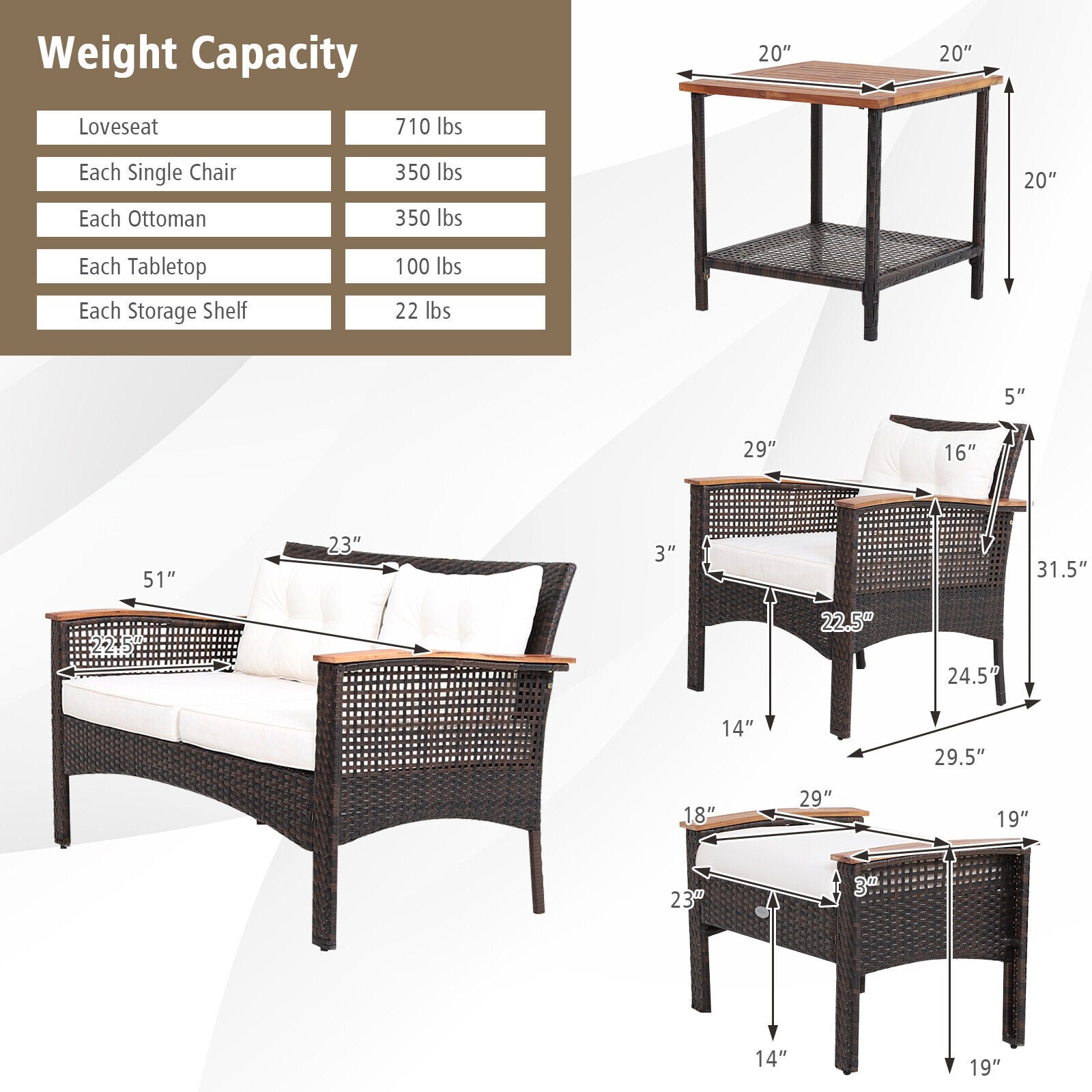 Costway 7-Pc Patio Rattan Cushioned Conversation Set 02931568 New