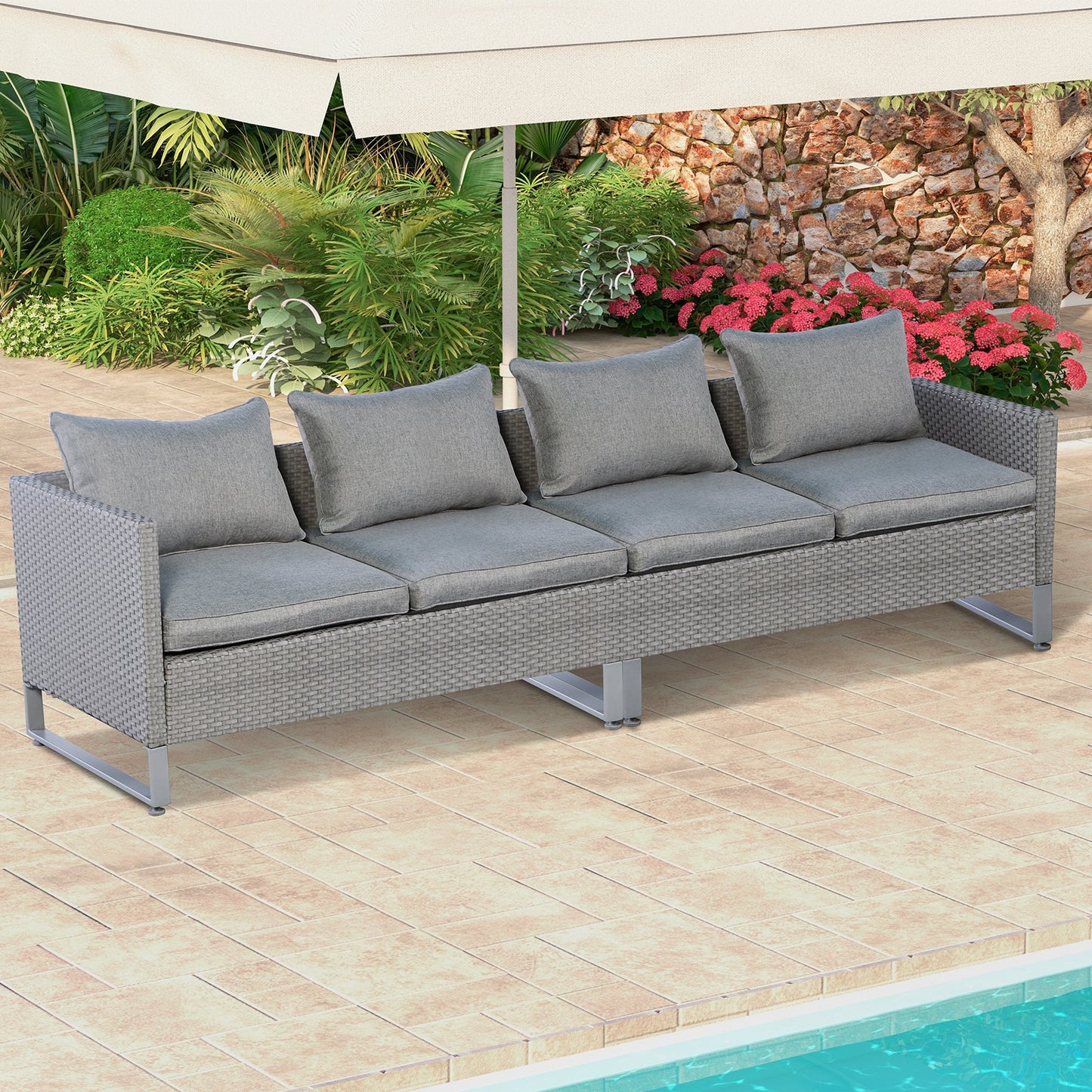 Costway 2-Piece Patio Furniture Sofa Set with Cushions Gray 47581923 New