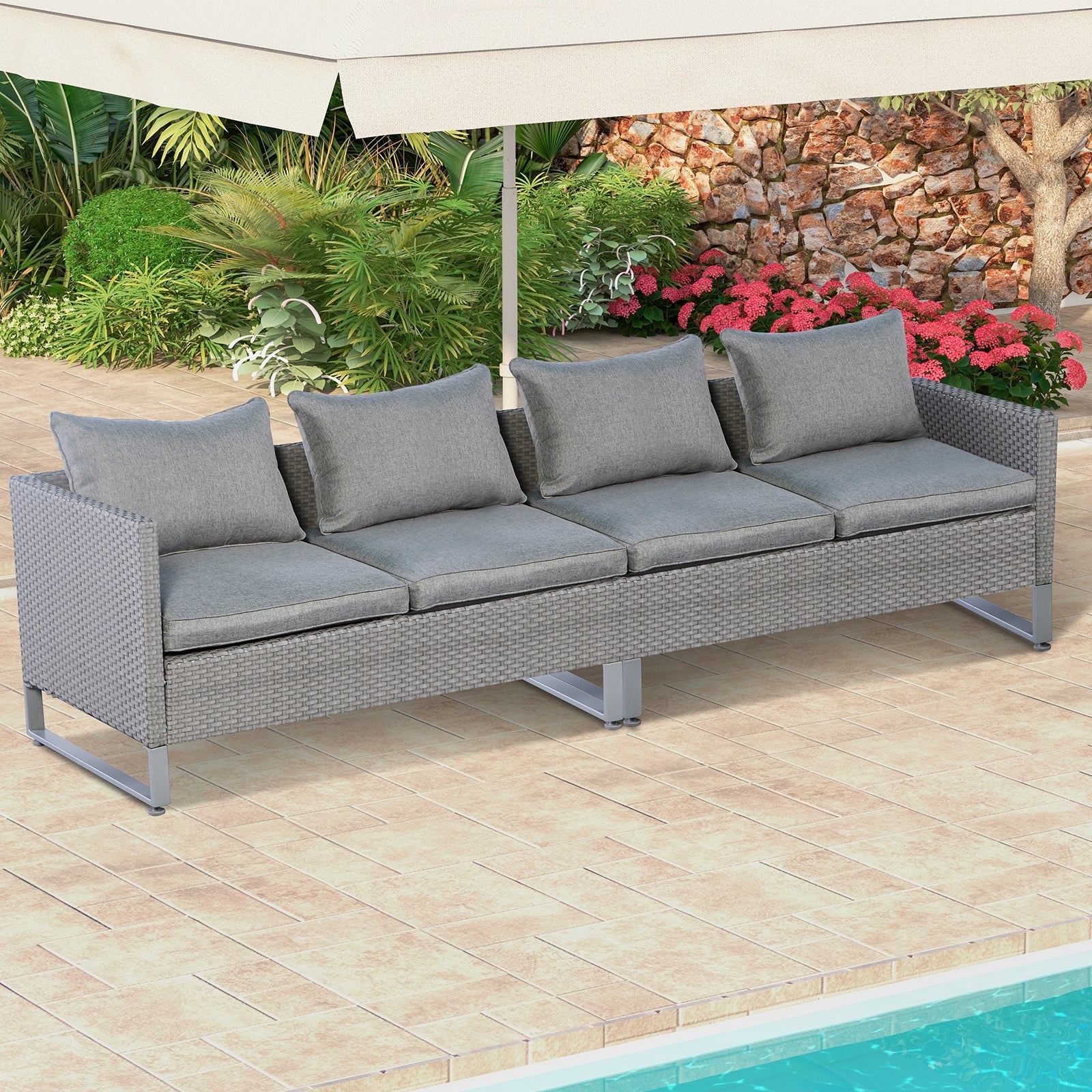 Costway 2-Piece Patio Furniture Sofa Set with Cushions Gray 47581923 New