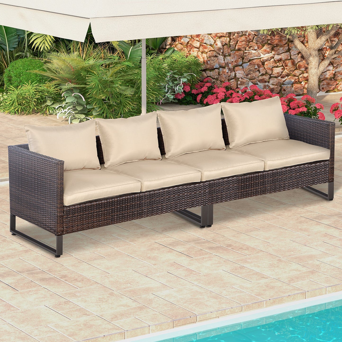 Costway 2-Piece Patio Furniture Sofa Set with Cushions Gray 47581923 New