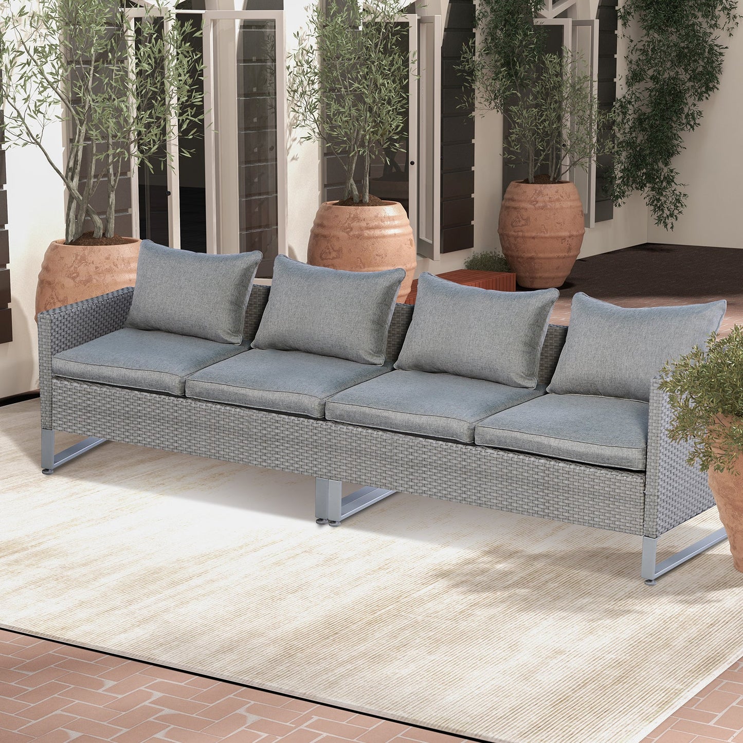 Costway 2-Piece Patio Furniture Sofa Set with Cushions Gray 47581923 New
