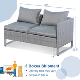 Costway 2-Piece Patio Furniture Sofa Set with Cushions Gray 47581923 New