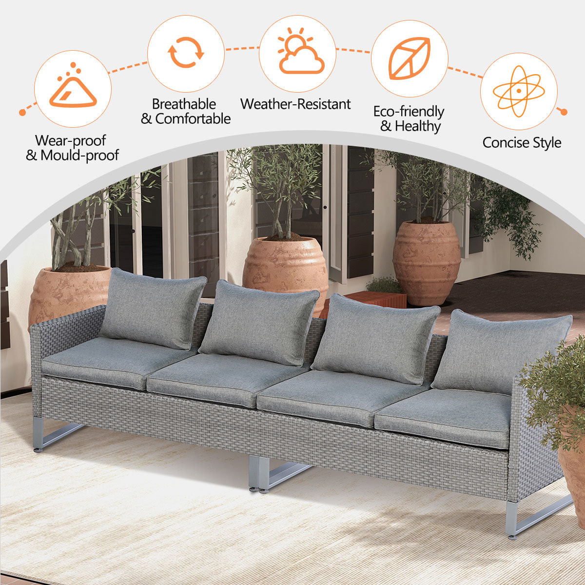 Costway 2-Piece Patio Furniture Sofa Set with Cushions Gray 47581923 New
