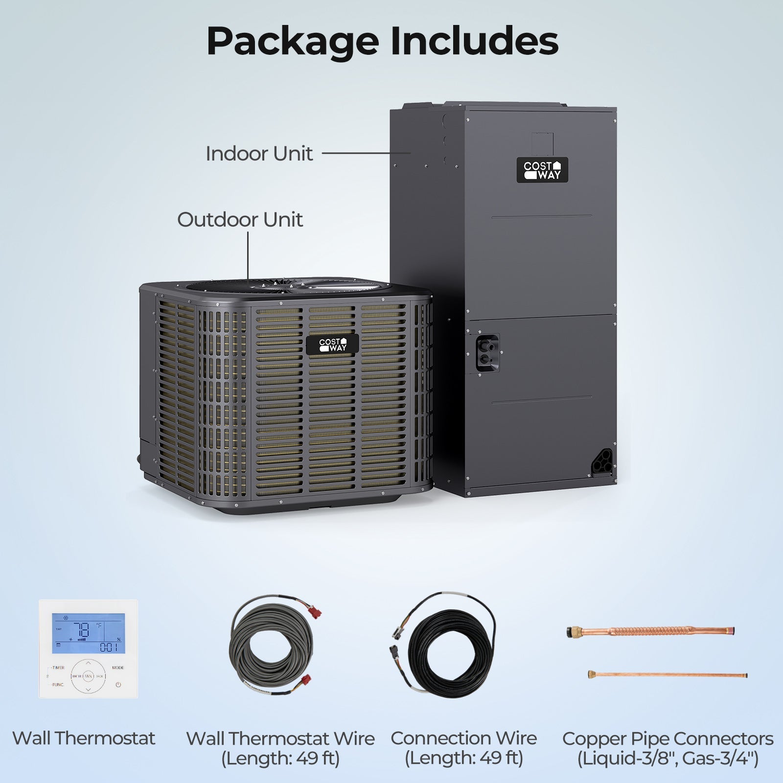 Costway 2 Ton 18 SEER2 High-Performance Heat Pump System Operates to 5°F 34936244 New