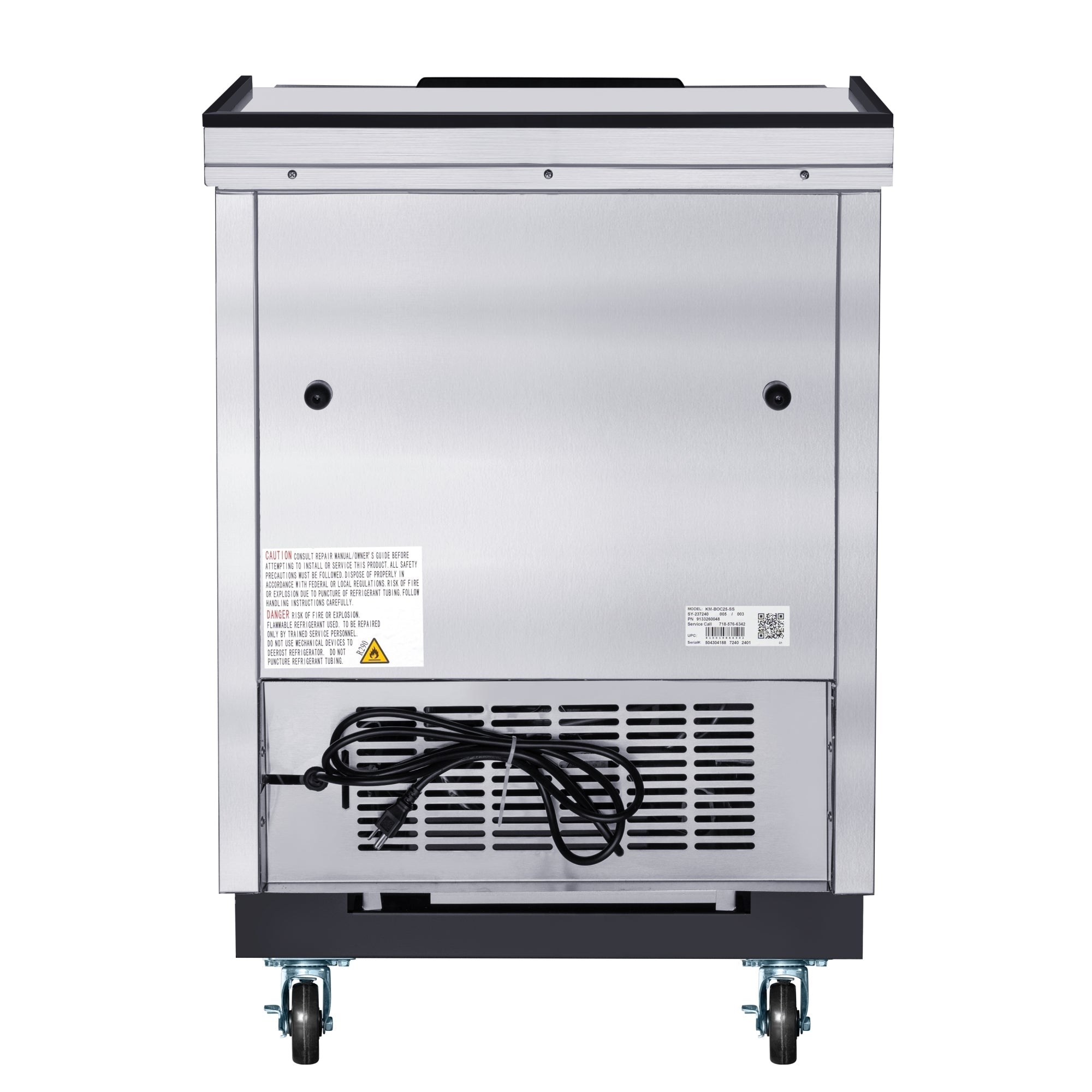 25 in. Commercial Bottle Cooler in Stainless-Steel with Built-In Opener, ETL Listed, 5 cu. ft.