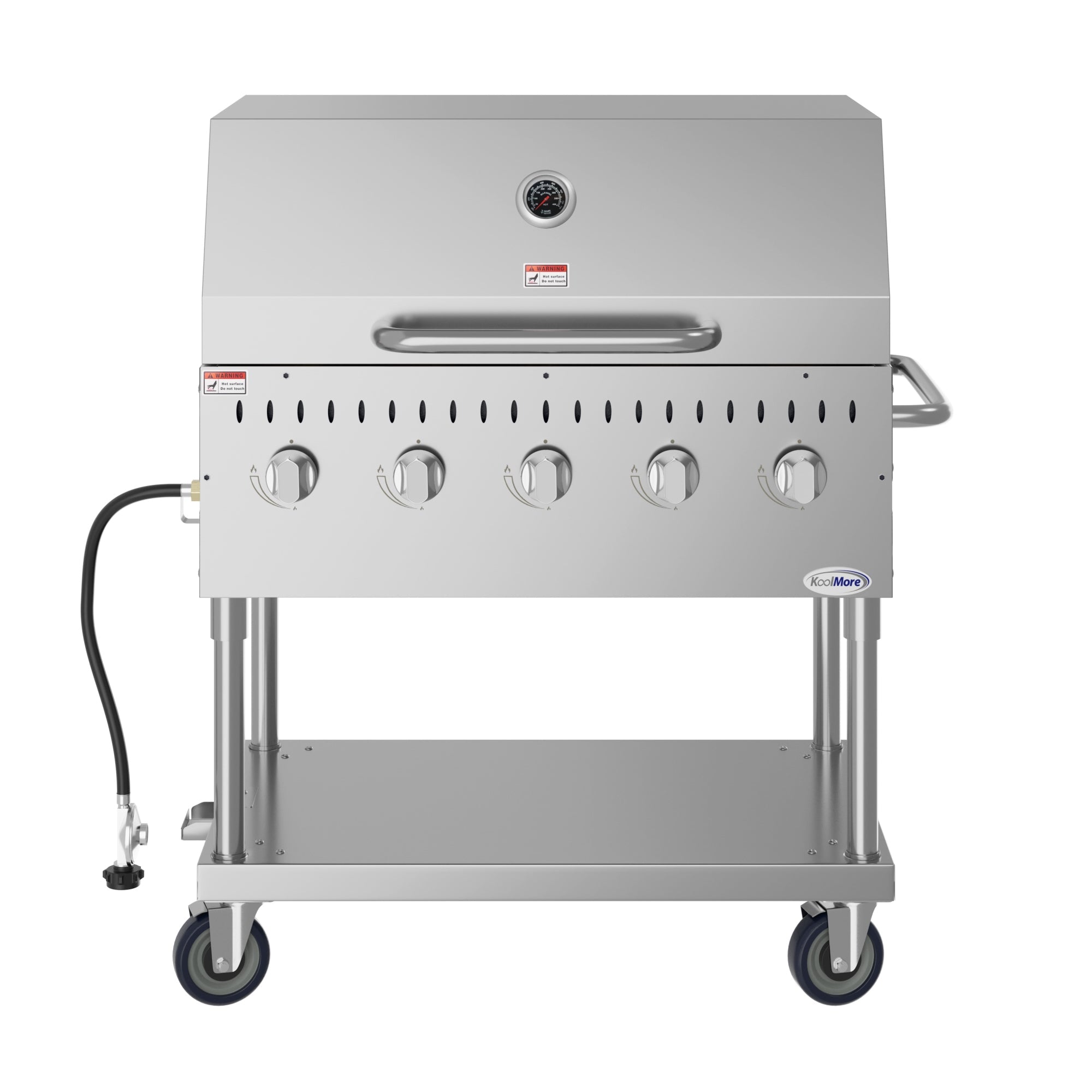 36 in. Commercial Outdoor Propane Gas Grill with Roll Dome Cover in Stainless Steel