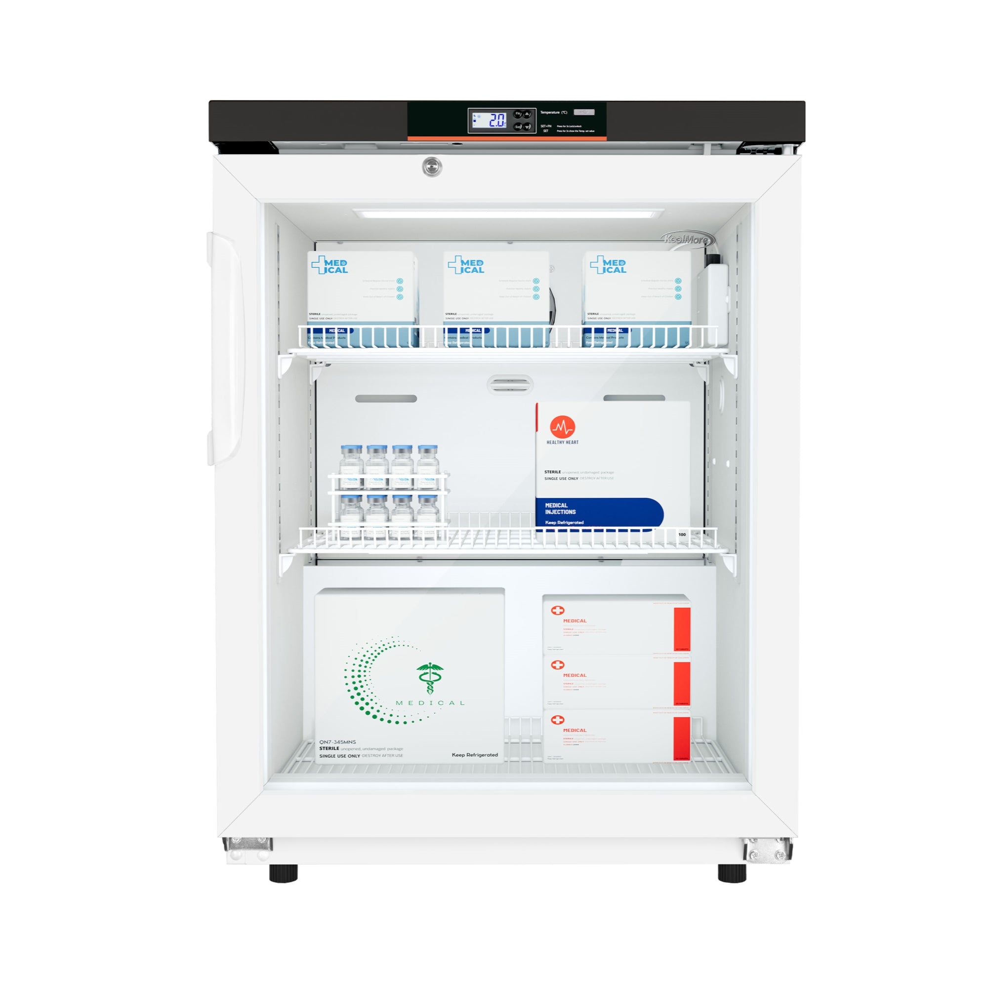 24 in. 4.5 cu. ft. Countertop Medical Pharmacy Refrigerator With Multi-Level Emergency Alarms in White, UL Listed
