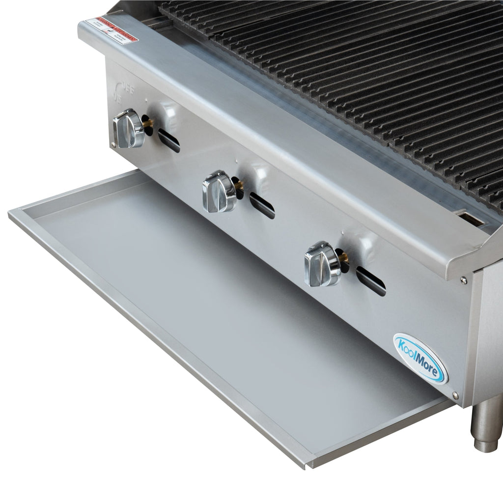 36 in. Commercial 3-Burner Natural Gas Charbroiler with 90,000 BTU in Stainless-Steel