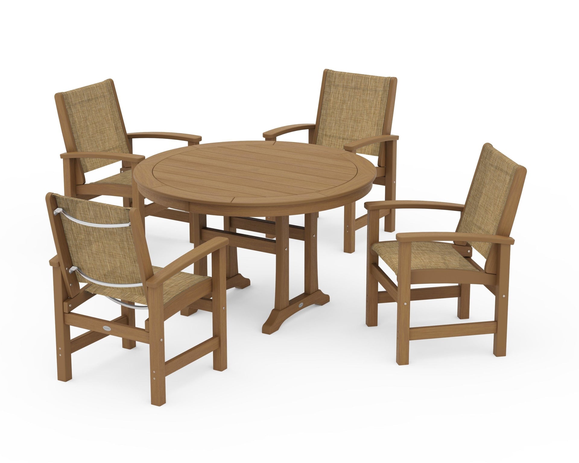 Coastal 5-Piece Round Dining Set with Trestle Legs