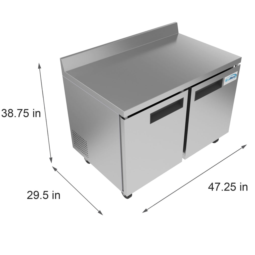 48 in. Two-Door Worktop Refrigerator With 3.5 in. Backsplash - 12 Cu Ft.