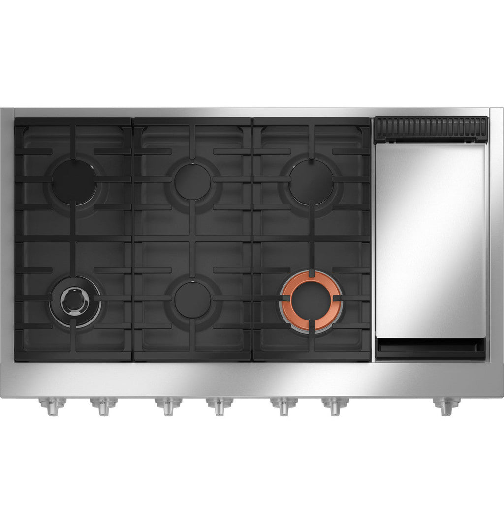 CAFÉ™ 48" Commercial-Style Gas Rangetop with 6 Burners and Integrated Griddle (Natural Gas)