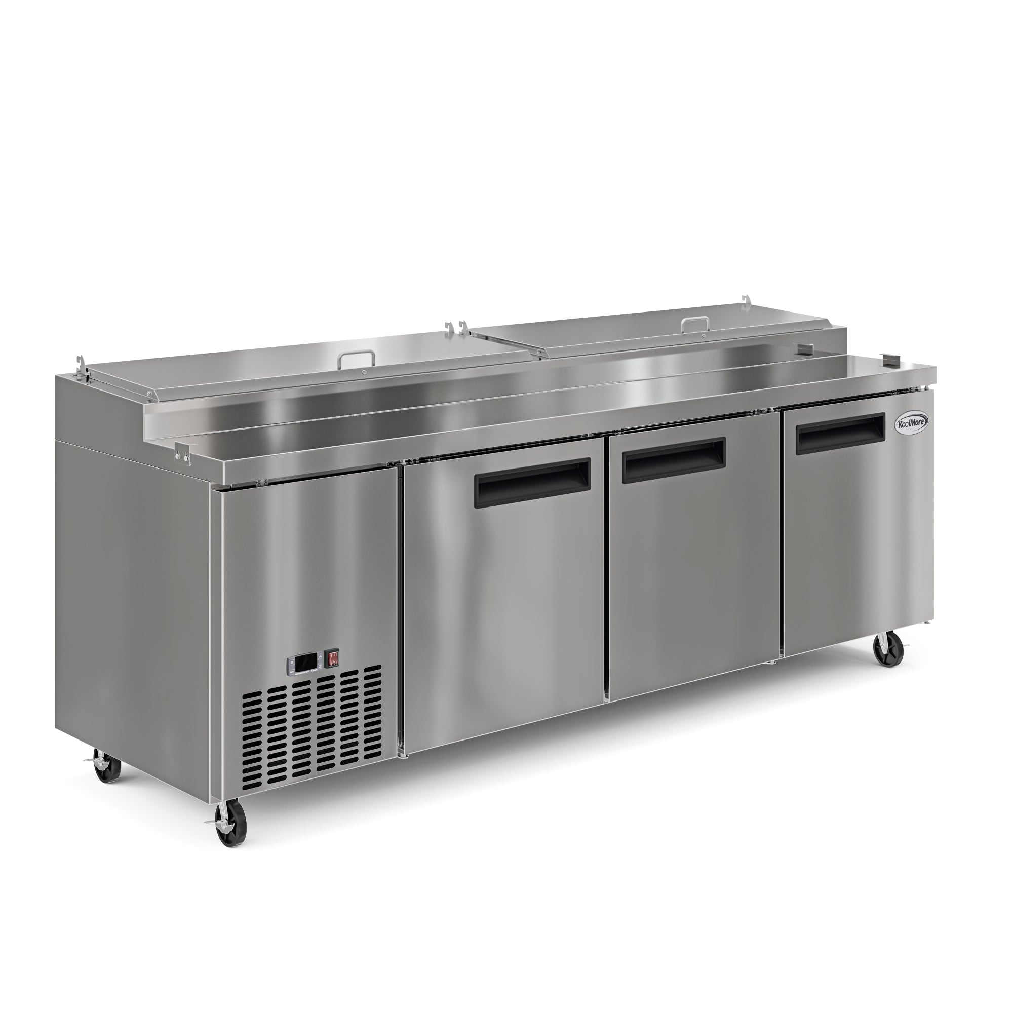 92 In. Three Door Commercial Pizza Prep Refrigerator in Stainless-Steel