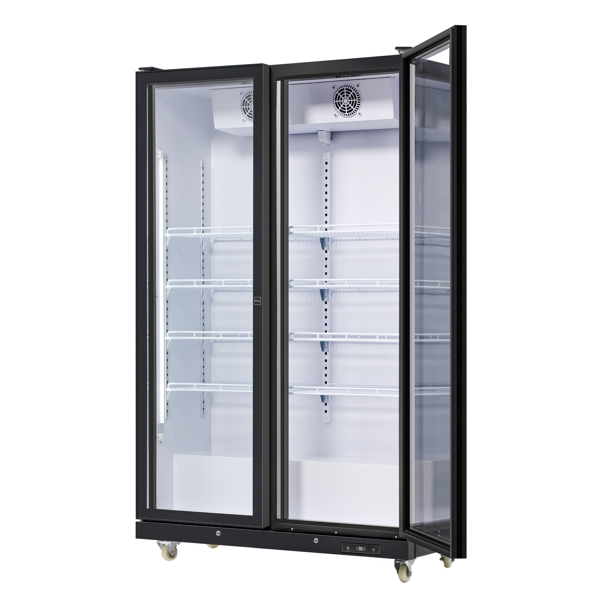47 in. Commercial 2 Fully Glass Door Merchandiser Refrigerator, 30 Cu. Ft., ETL Listed in Black