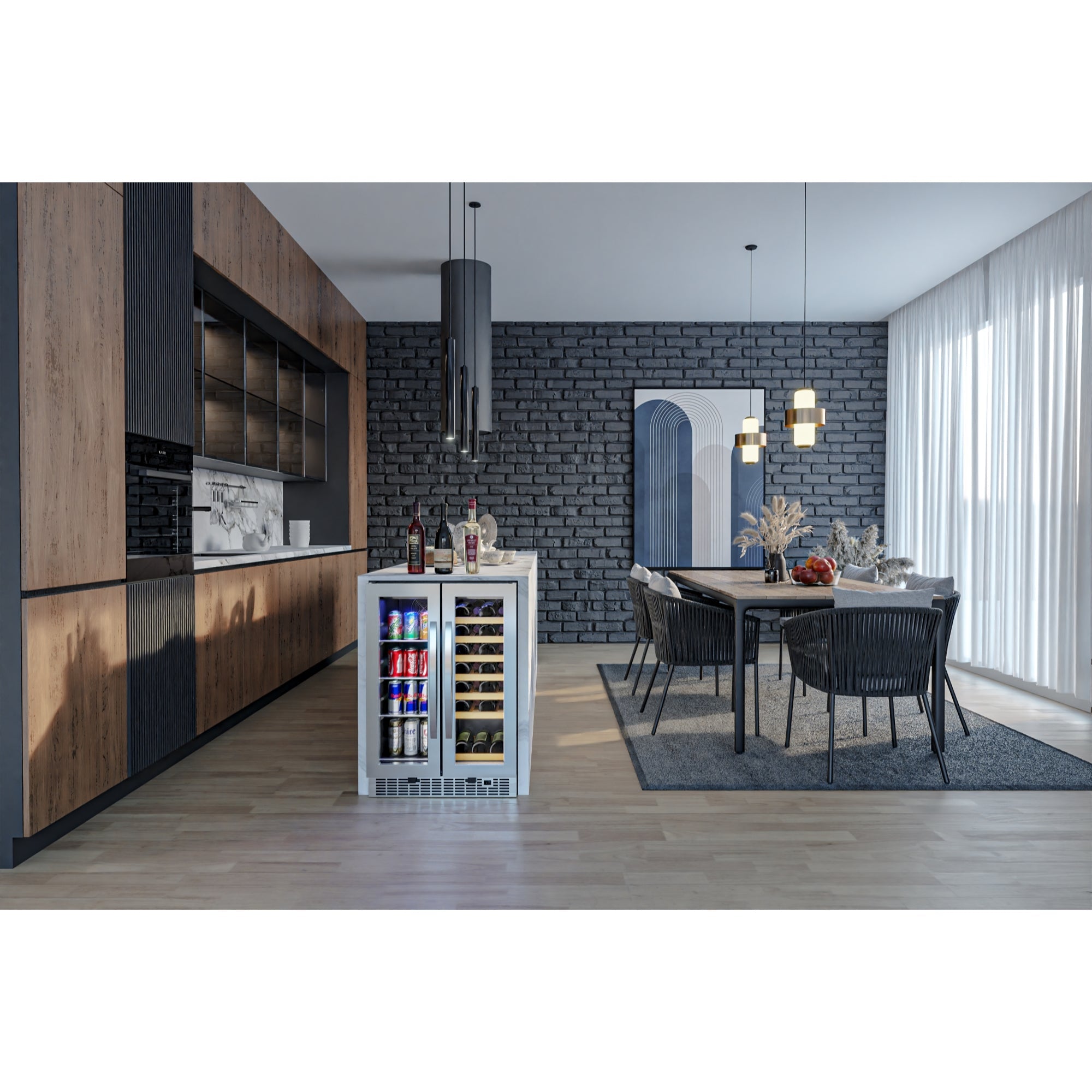 24 in. Dual Zone, Full Glass Door, 21-Bottle/60-Can Wine and Beverage Cooler, Freestanding or Built-in Unit, 4 cu ft.