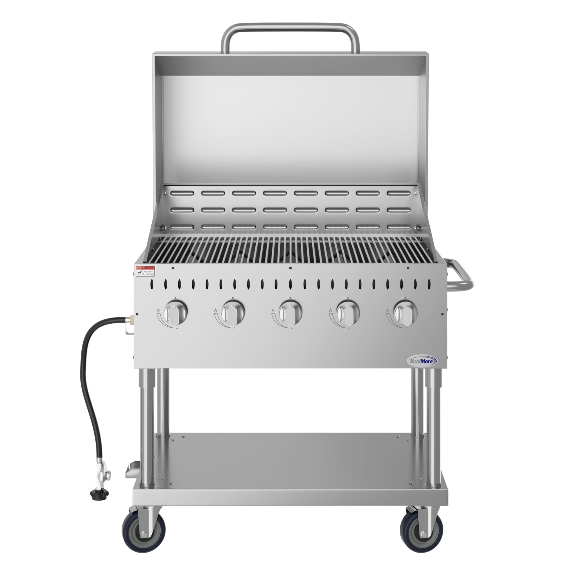 36 in. Commercial Outdoor Propane Gas Grill with Roll Dome Cover in Stainless Steel