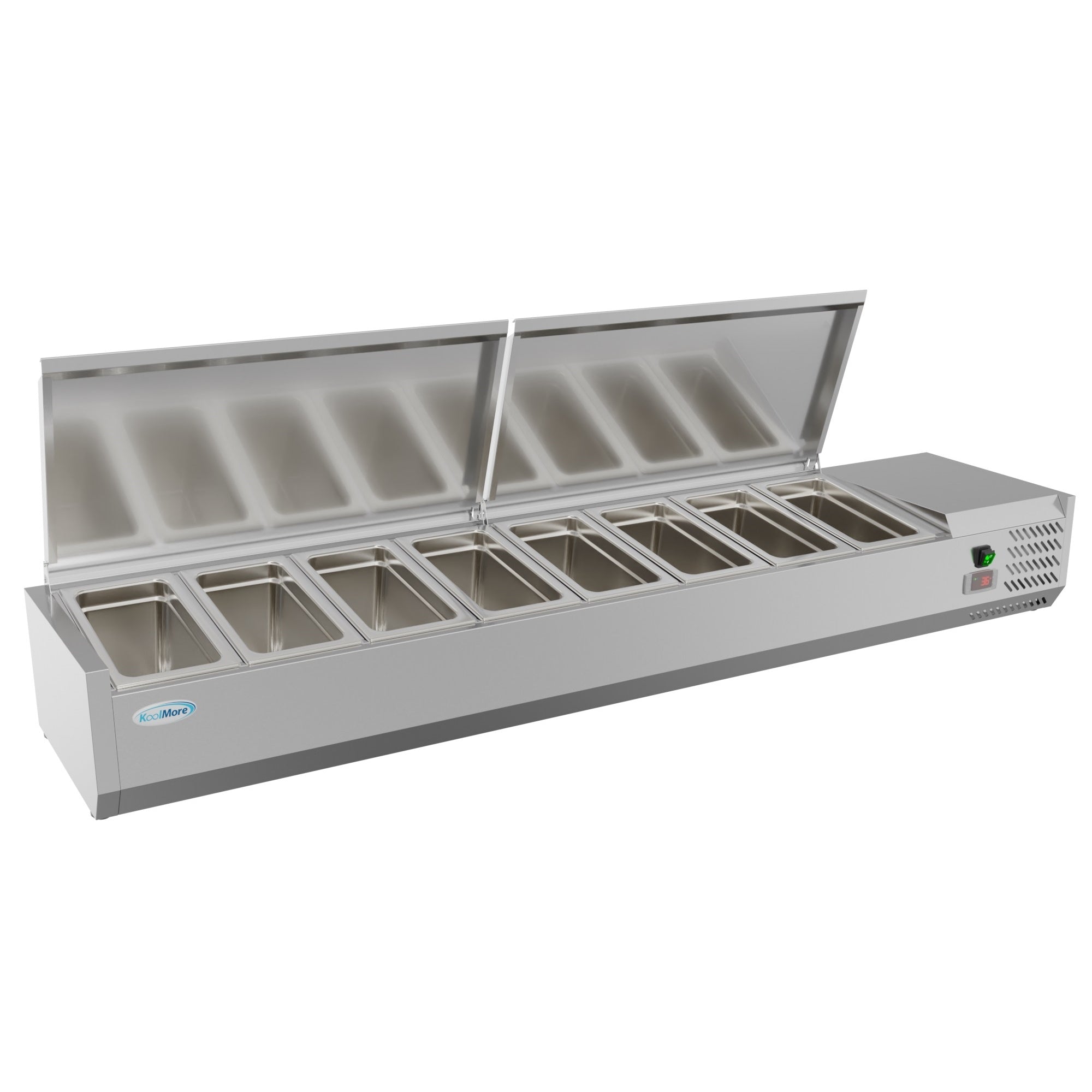 71 in. Eight Pan Refrigerated Countertop Condiment Prep Station