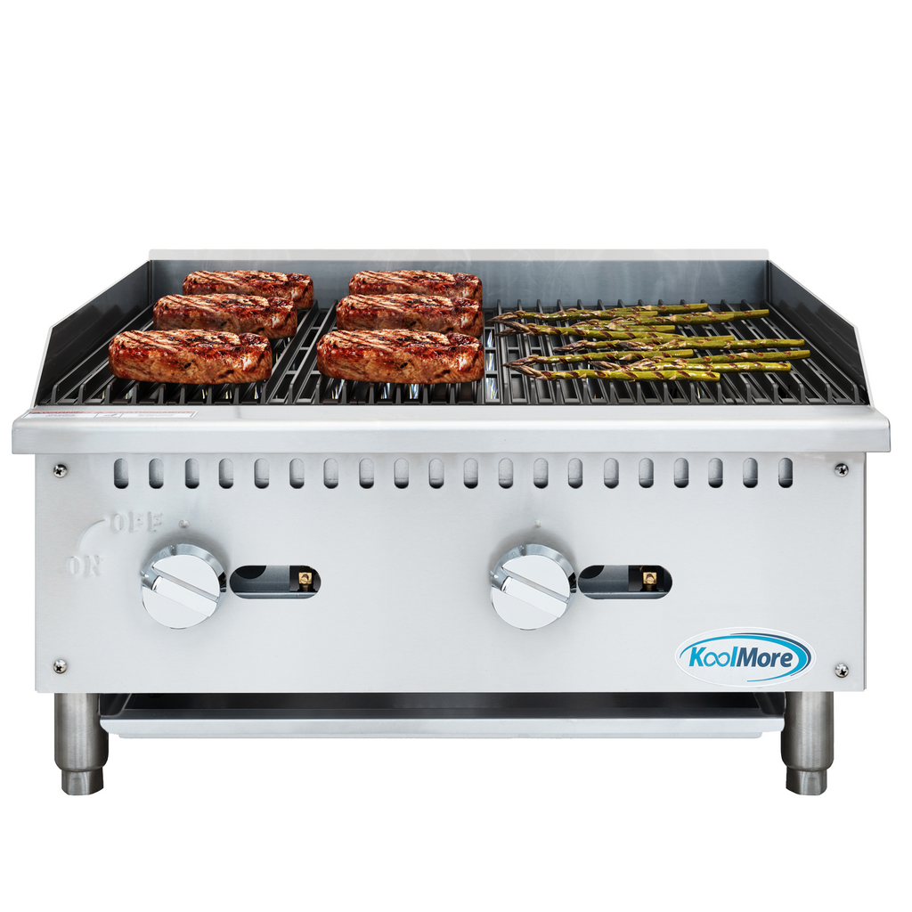24 in. Commercial 2-Burner Natural Gas Charbroiler with 60,000 BTU in Stainless-Steel