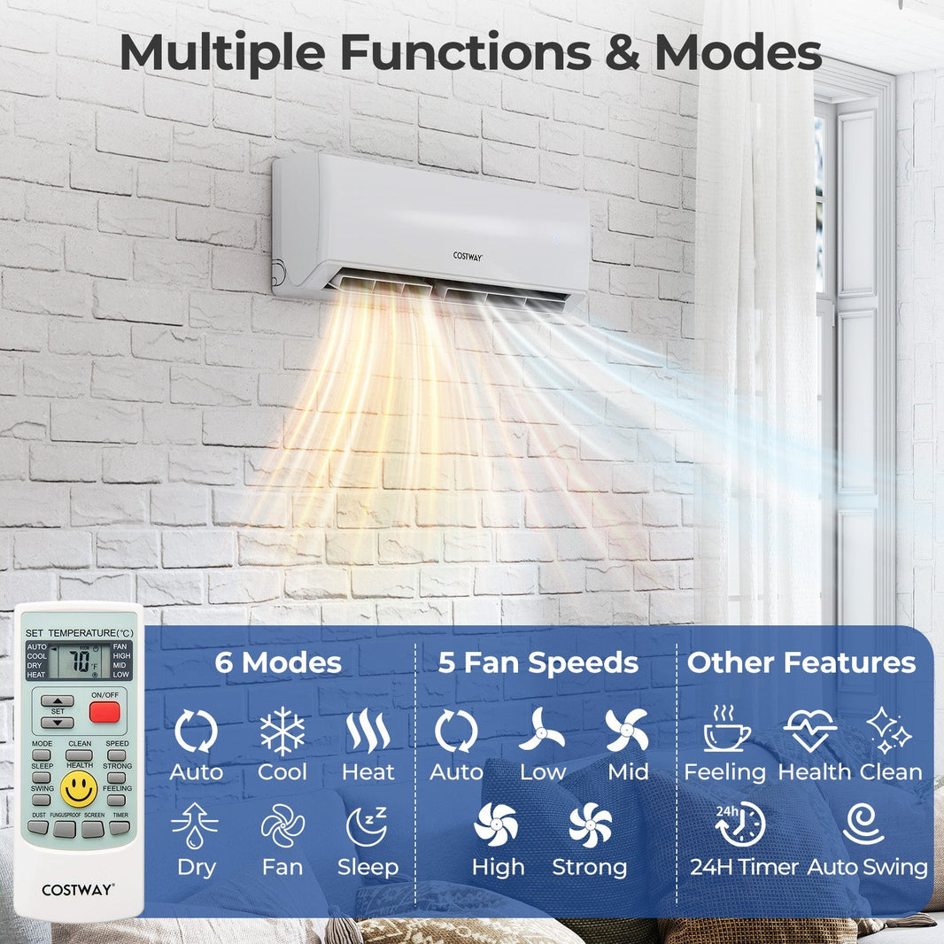 Costway UltrEco 30,000 BTU 4 Zone 23 SEER2 WiFi Mini Split Air Conditioner Heat Pump 534672918 New