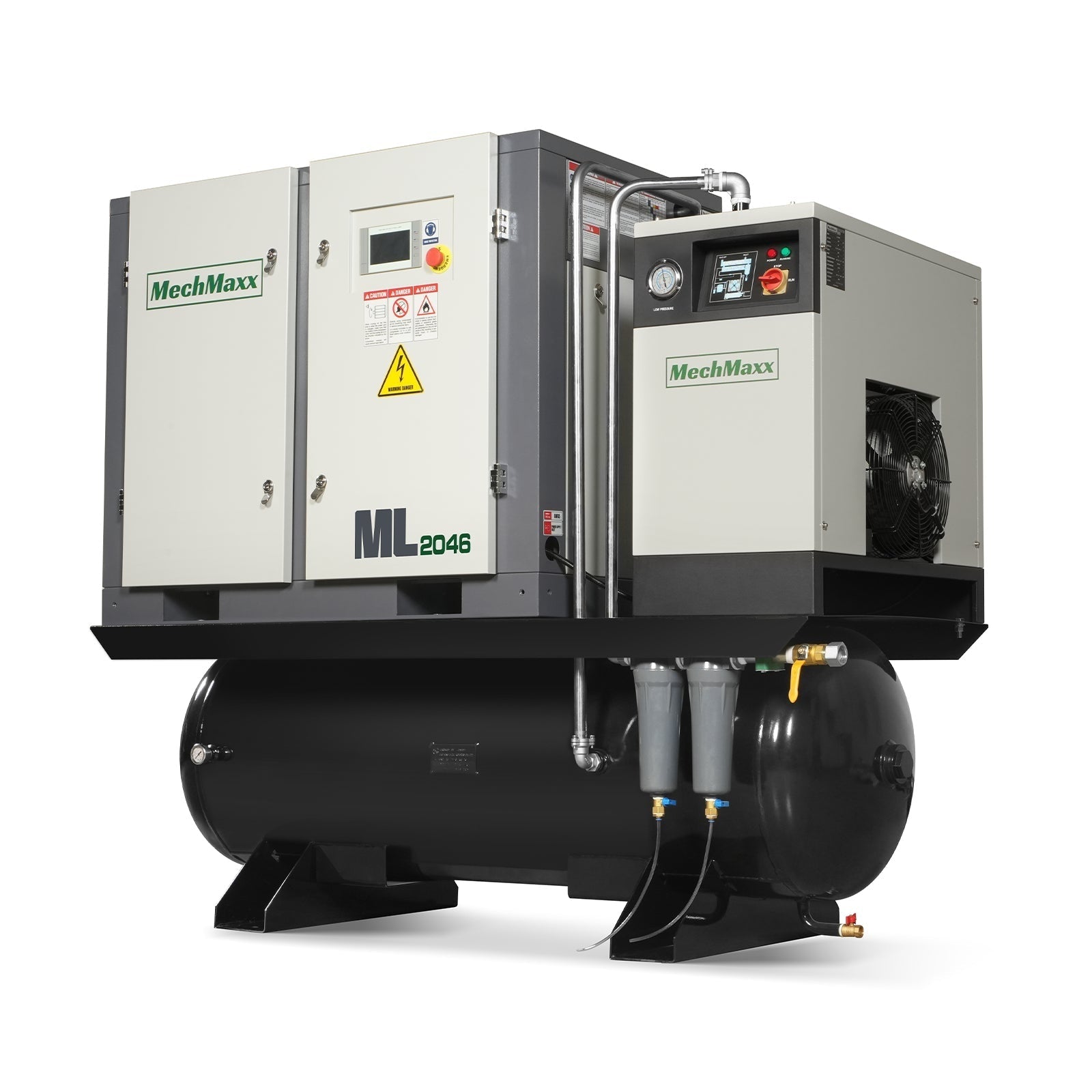20HP Combined Rotary Screw Air Compressor with Dryer & 105-Gal ASME Tank | 78 CFM,  116 PSI,  460V 3-Phase - Industrial Grade