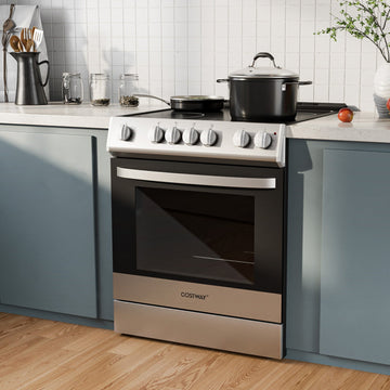 Costway 30" Freestanding Slide-In Electric Range 4-Burner Ceramic Cooktop 782946153 New
