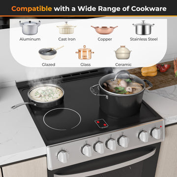 Costway 30" Freestanding Slide-In Electric Range 4-Burner Ceramic Cooktop 782946153 New
