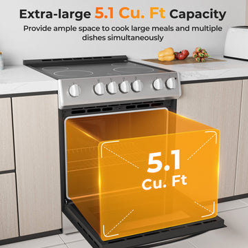 Costway 30" Freestanding Slide-In Electric Range 4-Burner Ceramic Cooktop 782946153 New