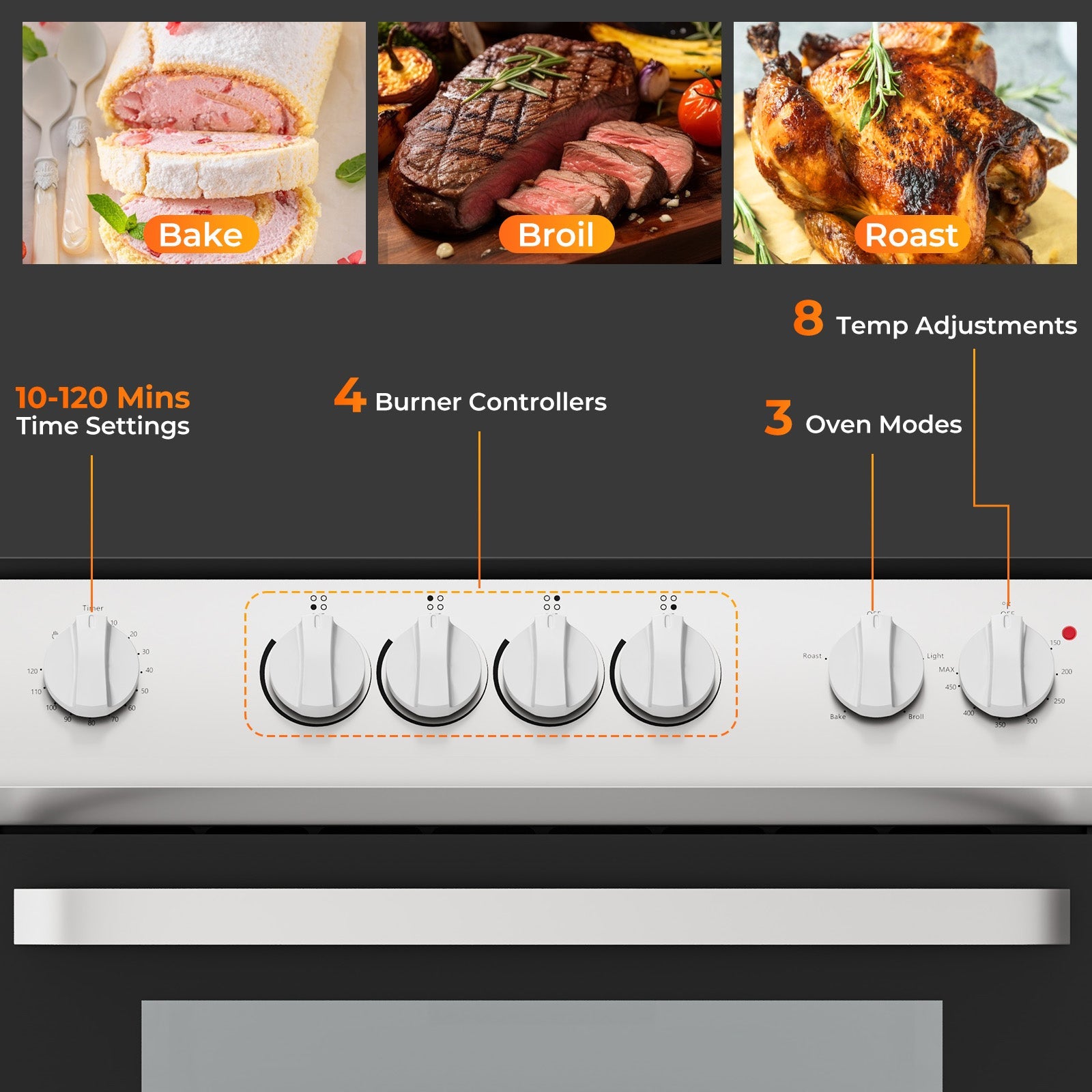 Costway 30" Freestanding Slide-In Electric Range 4-Burner Ceramic Cooktop 782946153 New