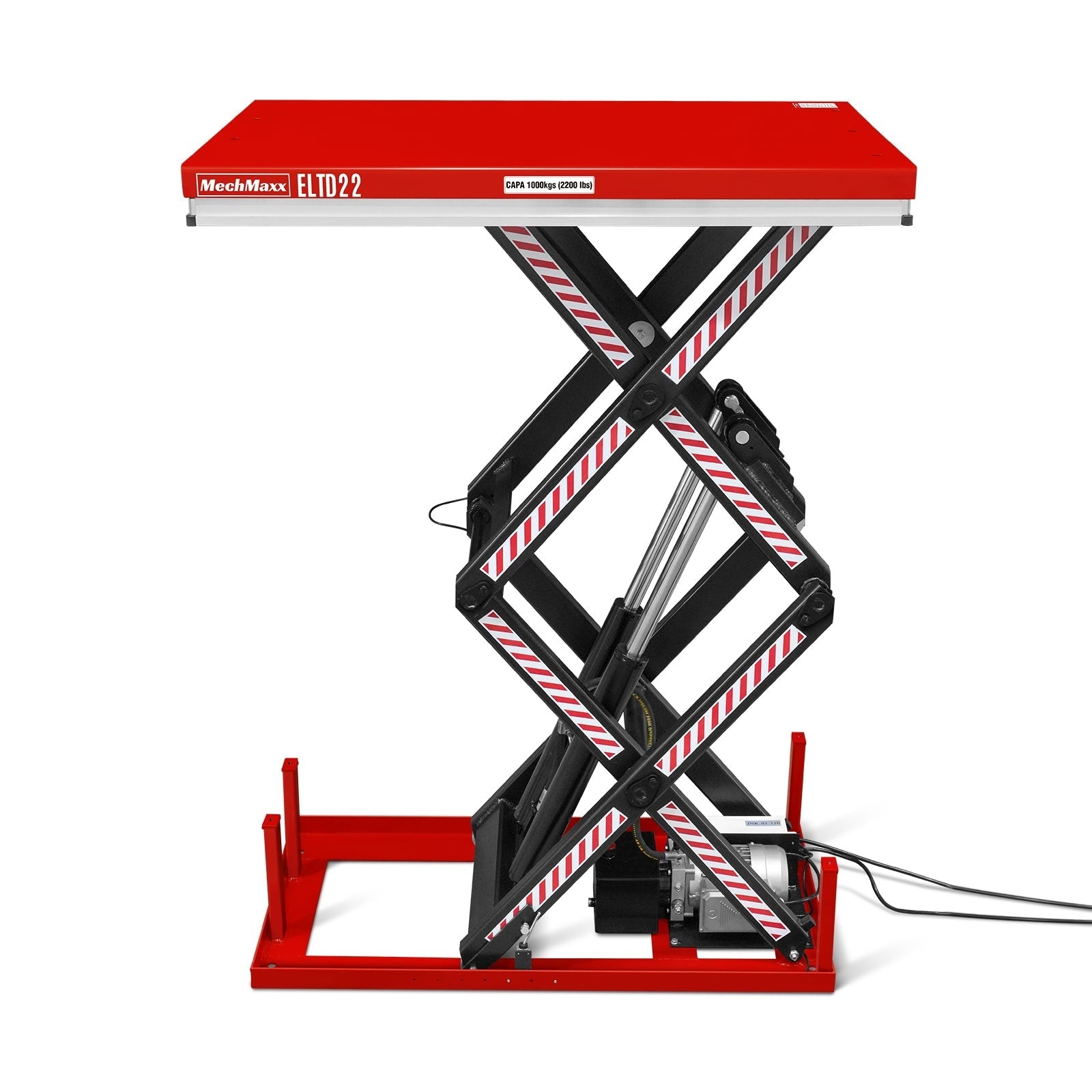 2200 lbs Capacity Stationary Electric Hydraulic Double Scissor Lift Table - 51.2" x 32.3" Platform,  70.1" Lift Height,  UL Certified Motor,  ELTD22